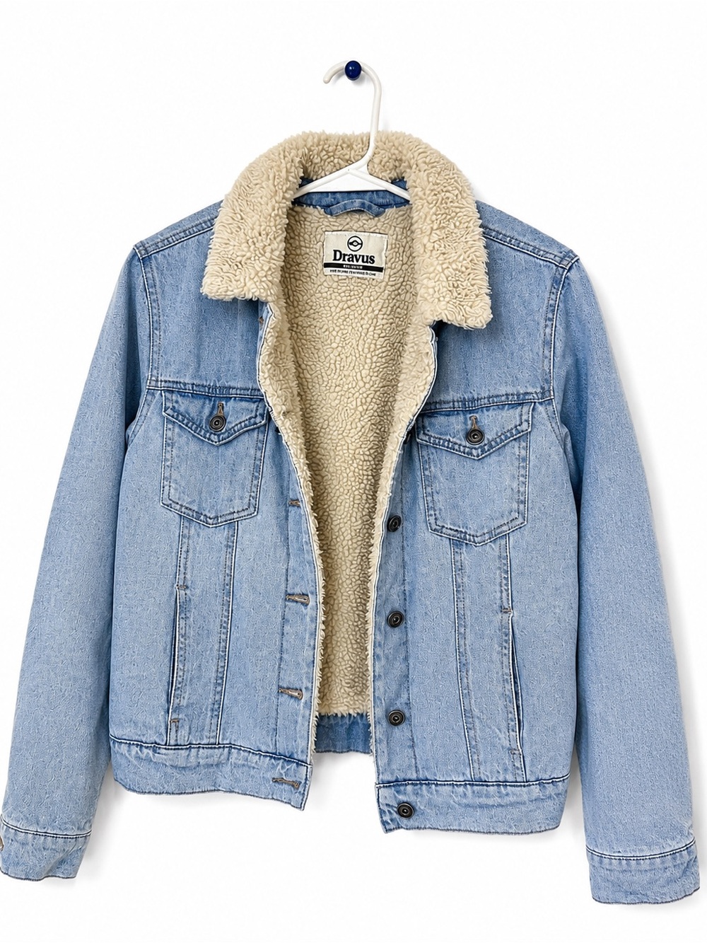Womens' Light Blue Denim Jacket with Cream Sherpa Lining